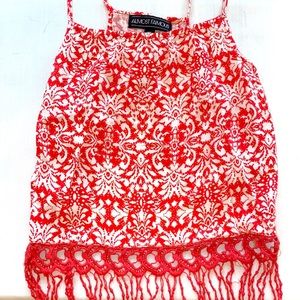 Fringe top with cut-out back